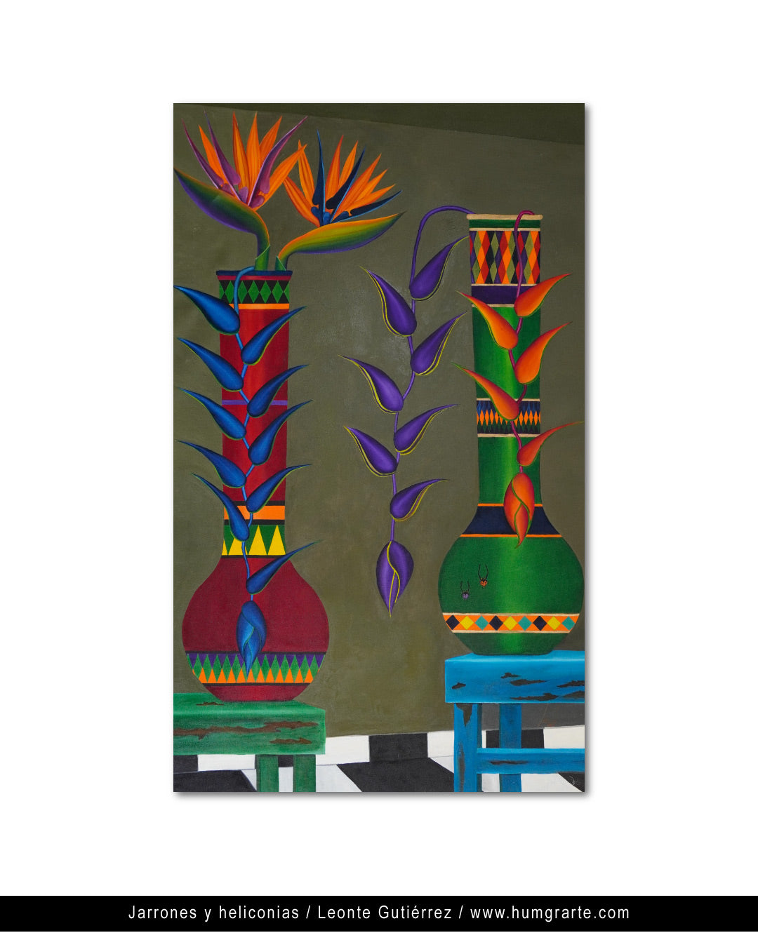 Jarrones y heliconias / Leonte Gutiérrez